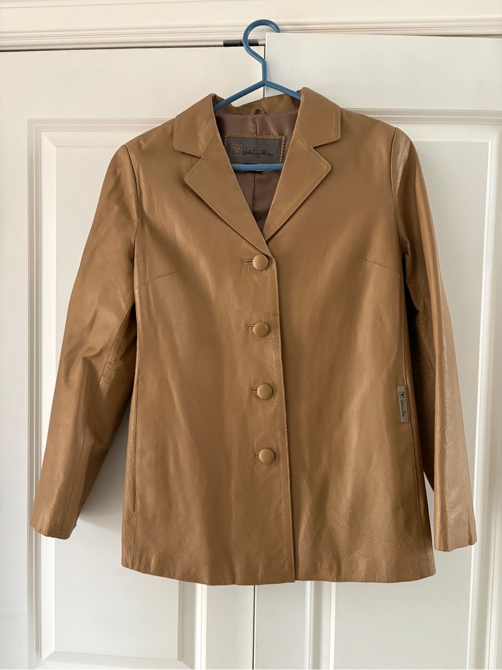 Valentino Rudy Camel Genuine Leather Button-Front Jacket